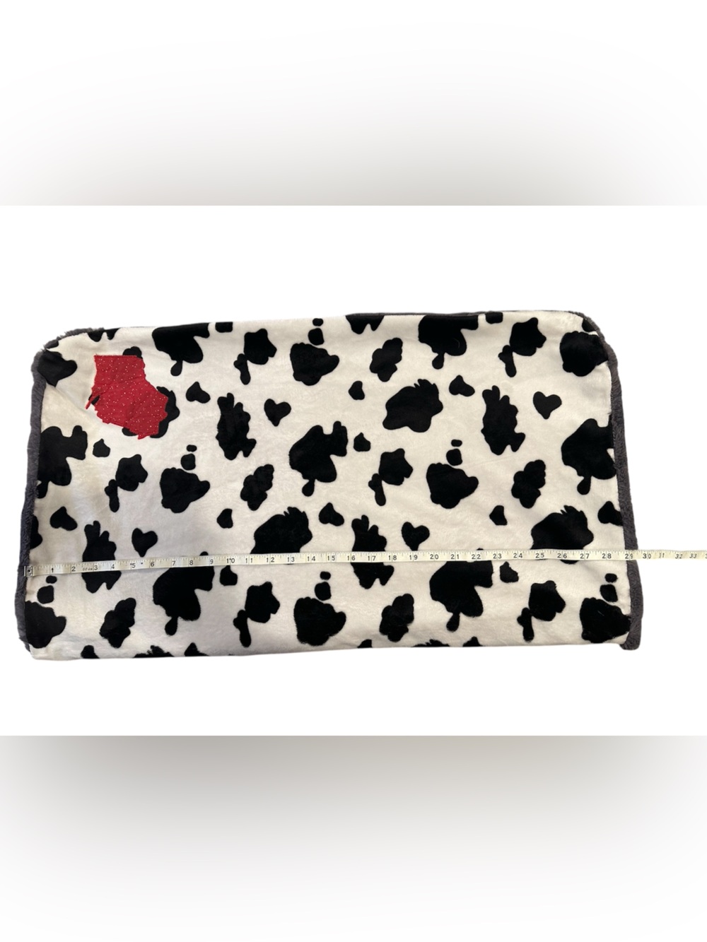 Custom Wisconsin Cow Print & Grey Plush Baby Toddler Blanket 29x34 - Picture 6 of 7